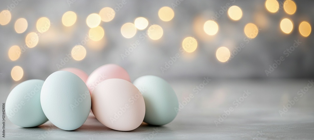 Aufkleber row of eggs with different colors on a table