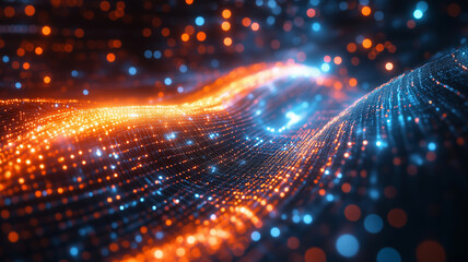 Fototapeta premium Quantum encryption visualization shows intricate light and data patterns