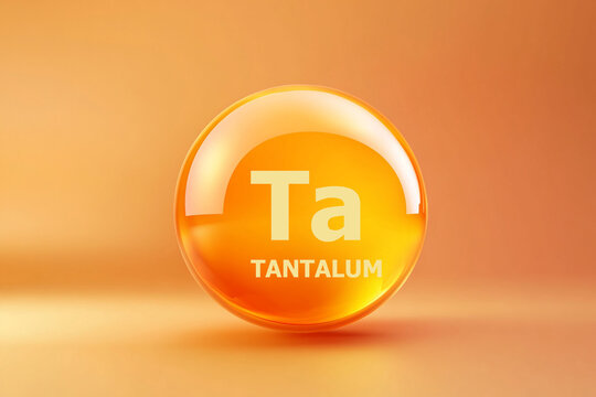 Glossy sphere with Tantalum symbol