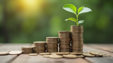 2025: New year, financial goals. Stacking coins for future success.