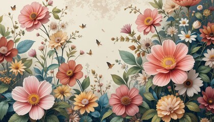 Vibrant flower garden display nature graphic art serene environment close-up view floral beauty concept
