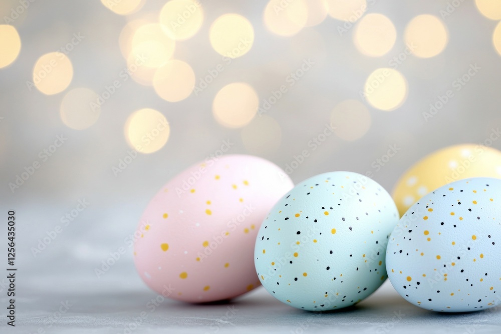 Aufkleber group of painted eggs with different colors and patterns
