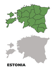 Obraz premium Estonia political regions green outline map set