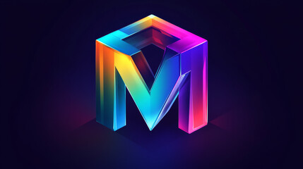 Vector letter M logo. The cube with the letter M brand logo