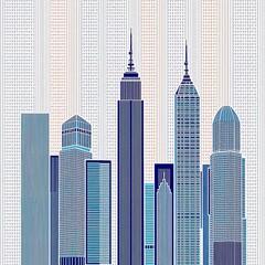 Architectural Symmetry: Linear Skyscrapers on Geometric Canvas