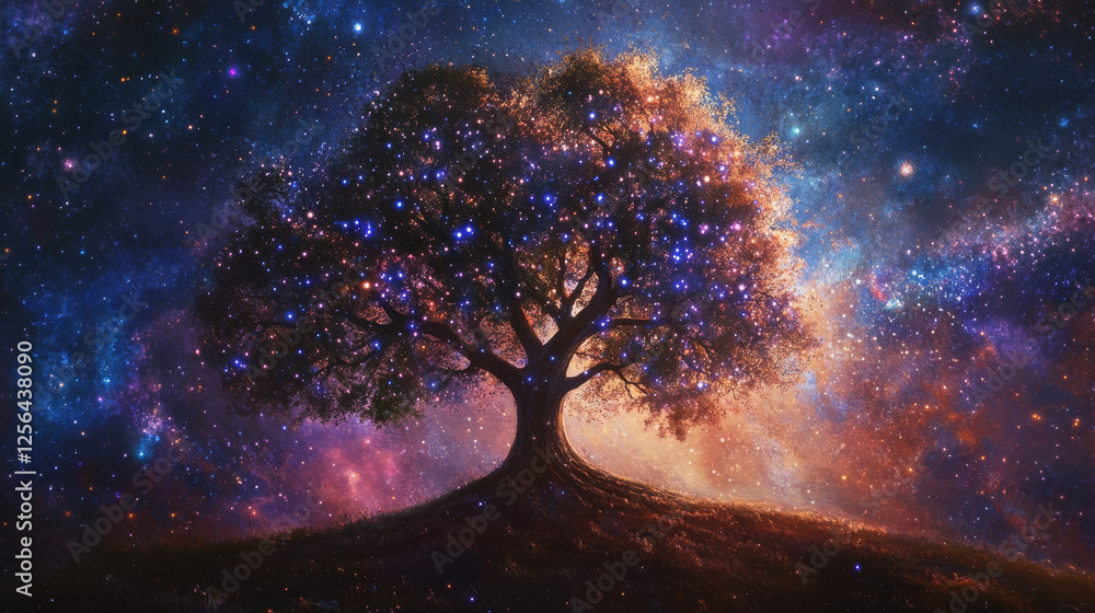 Poster the tree of particles. the tree consists of small circles and dots