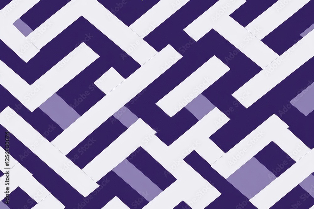 Poster purple and white patterned background with a maze of white lines