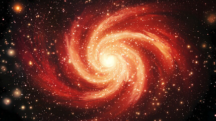 Vibrant crimson nebula swirls amidst a sea of twinkling stars, illuminated by a radiant central light, evoking a sense of cosmic wonder and celestial mystery. Crimson Nebulas. Illustration