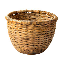Rustic Woven Basket with Natural Finish on a white background.
