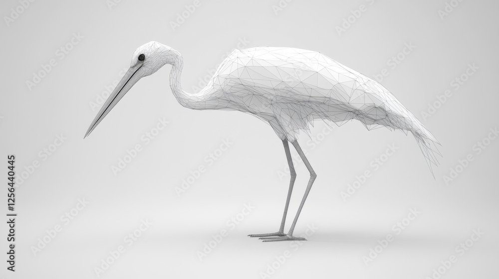 Aufkleber a hologram of a stork. the stork flies from polygons, triangles of dots and lines. stork low-poly co
