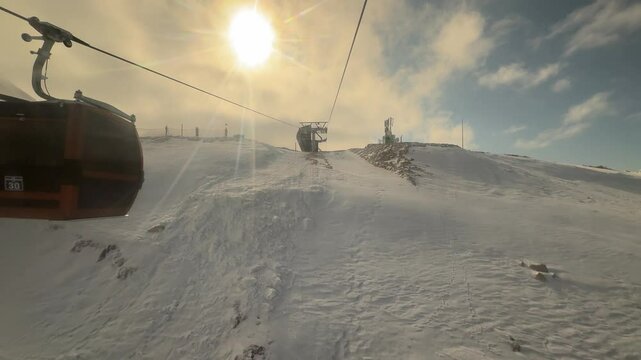Ski lift snow. High quality video