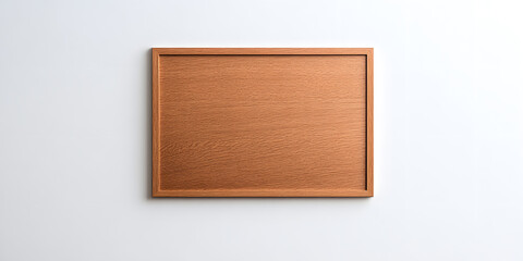 Elevated top-down shot: wooden frame on a white backdrop. A blend of natural warmth and clean design, showcasing the frame's detail and minimalist aesthetic.
