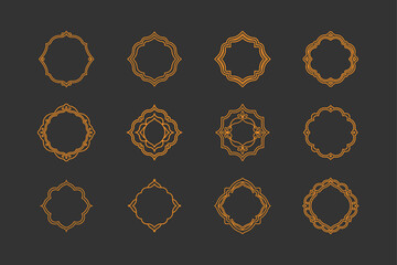 Elegant Black Line Art Decorative Frames Collection.
Filigree banner corners is decorated line border, vintage engraving.