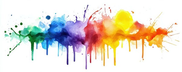 Fototapeta premium Vibrant watercolor splash with rainbow colors and artistic drips