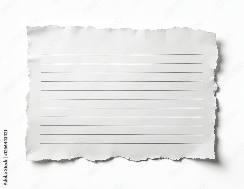 Poster torn paper sheet with lines. blank memo piece for notes, reminders, educational purposes. empty old 
