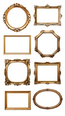 Vintage picture frame png element set, transparent background