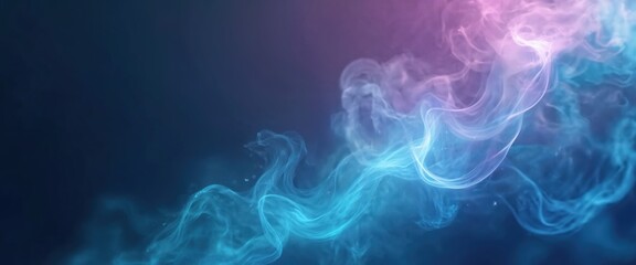 Obraz premium AI generated illustration of abstract dark background with swirling interlaced smoke effect. Blue, mint, purple gradient colors. Aethereal dreamy mysterious moody haunting enigmatic evocative