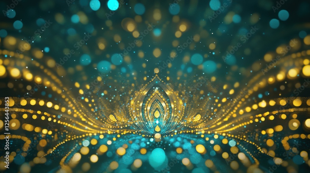Poster abstract golden teal bokeh light pattern design