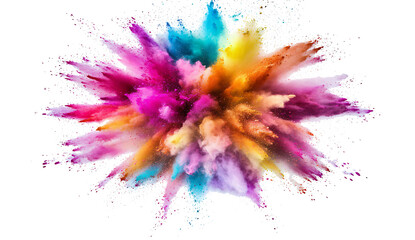 Holi paint color powder explosion colorful isolated on white background PNG.AI GENERATED
