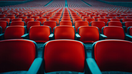 Fototapeta premium stadium seat with nobody on empty sport arena, football