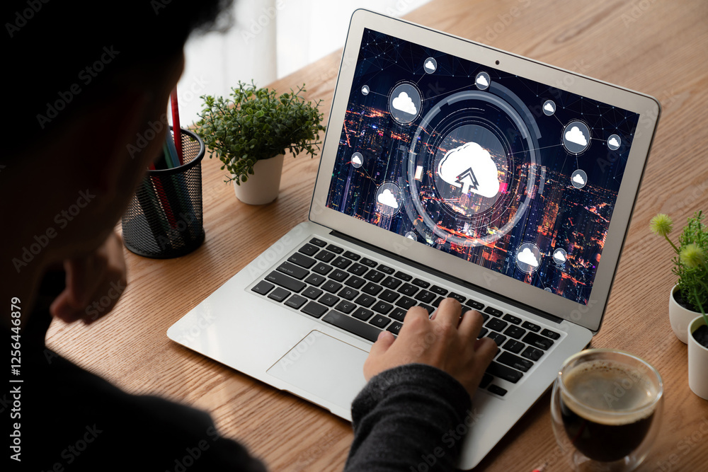Poster cloud computing software for modish remote work and personal data storage