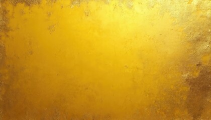 Decorative bright yellow wallpaper with gold foil texture. Metallic pattern of blank antique rough surface design. Golden metal material background with textile colours.