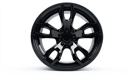Obraz premium Car Wheel discs. Car wheel Rim black color matt isolated on white background. File contains clipping path.