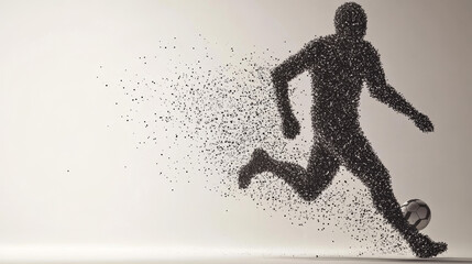 Naklejka premium Silhouette of a football player from the particles. The player consists of small circles