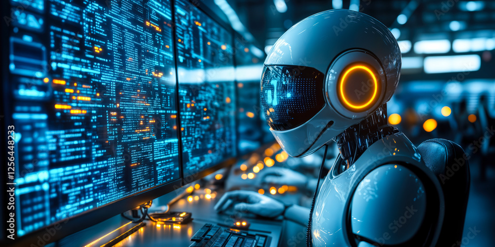 Aufkleber ai human collaboration in call center with advanced chatbot technology enhancing customer service in
