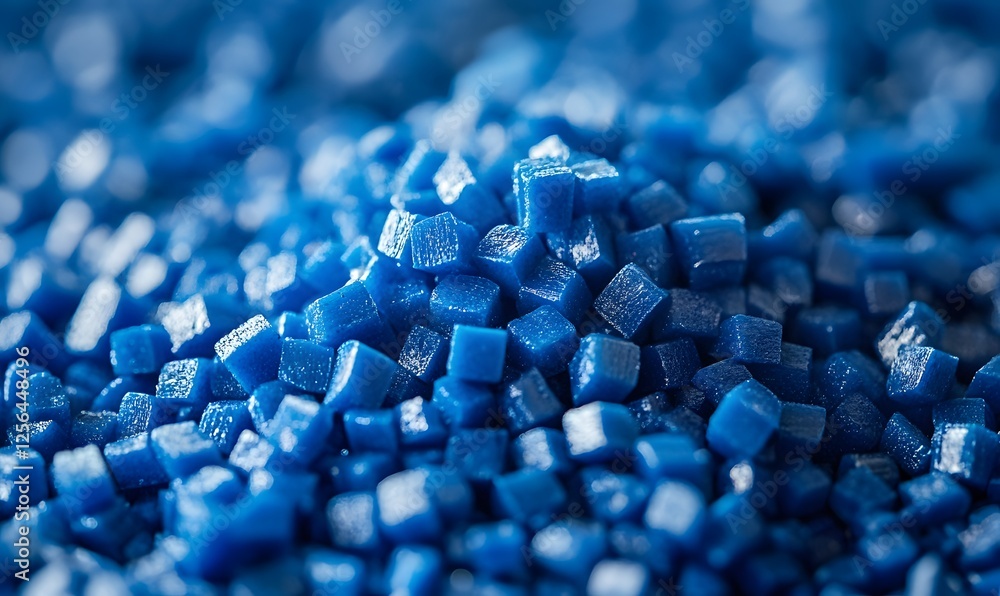 Poster close up abstract view of blue cube shaped crystals with a shallow depth of field