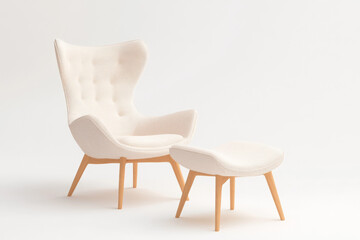 Fototapeta premium Cozy modern chair and ottoman set designed for stylish home interiors