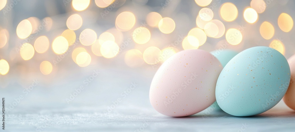 Aufkleber three eggs are sitting on a table with a light background