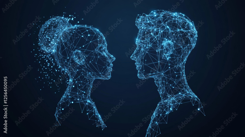 Poster hologram gender signs. gender signs made of polygons, triangles of dots and lines. gender signs icon