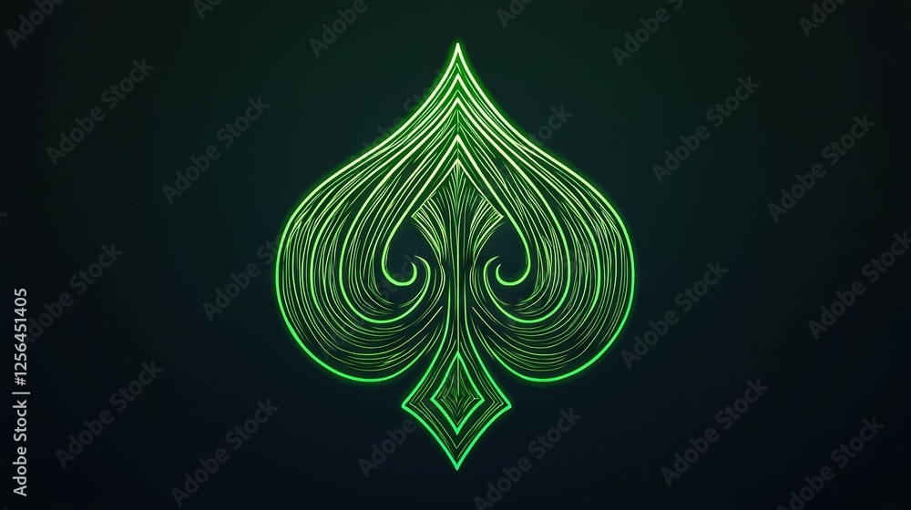 Poster green and black background with a stylized ace symbol on the left side of the image