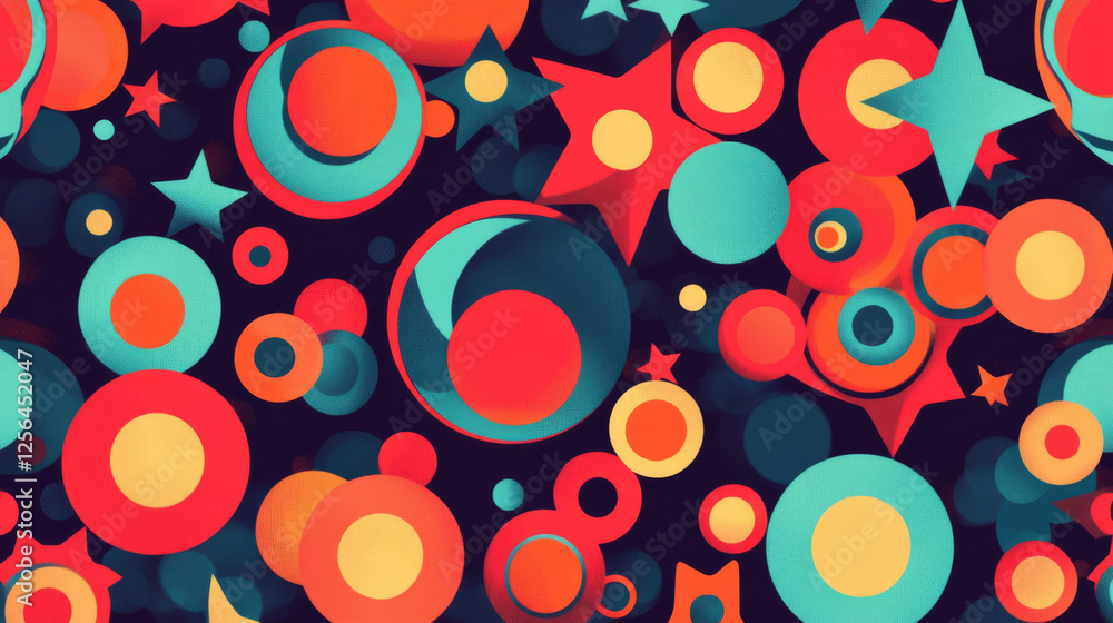 Poster a seamless background of circular patterns. seamless patterns from shapes color. a star-shaped patte