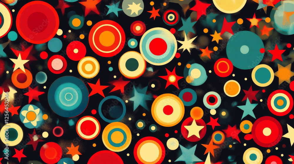 Poster a seamless background of circular patterns. seamless patterns from shapes color. a star-shaped patte
