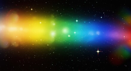 A soft and abstract rainbow light effect blending hues of yellow, green, blue and red