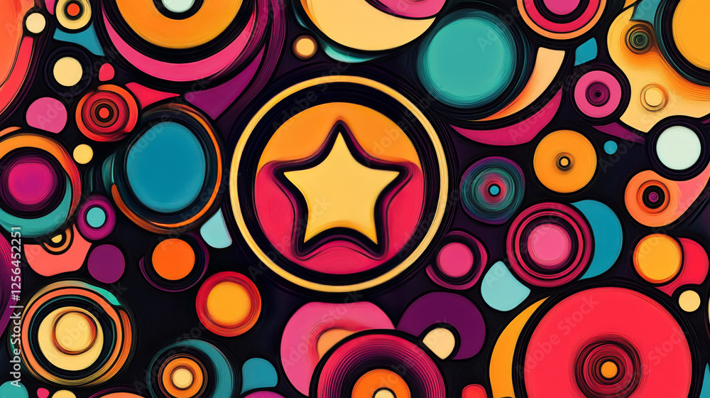 Poster a seamless background of circular patterns. seamless patterns from shapes color. a star-shaped patte