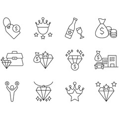 Luxury icons set. Set of editable stroke icons.Set of Luxury