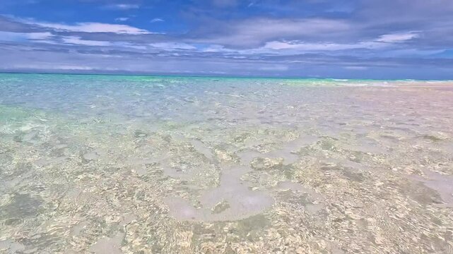 Crystal Clear azure turquoise blue waters tropical island sand bar maldives philippines asia white sandy beach