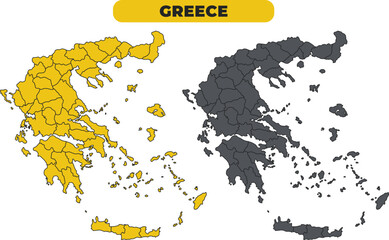 Obraz premium Vector Greece outline illustration map set