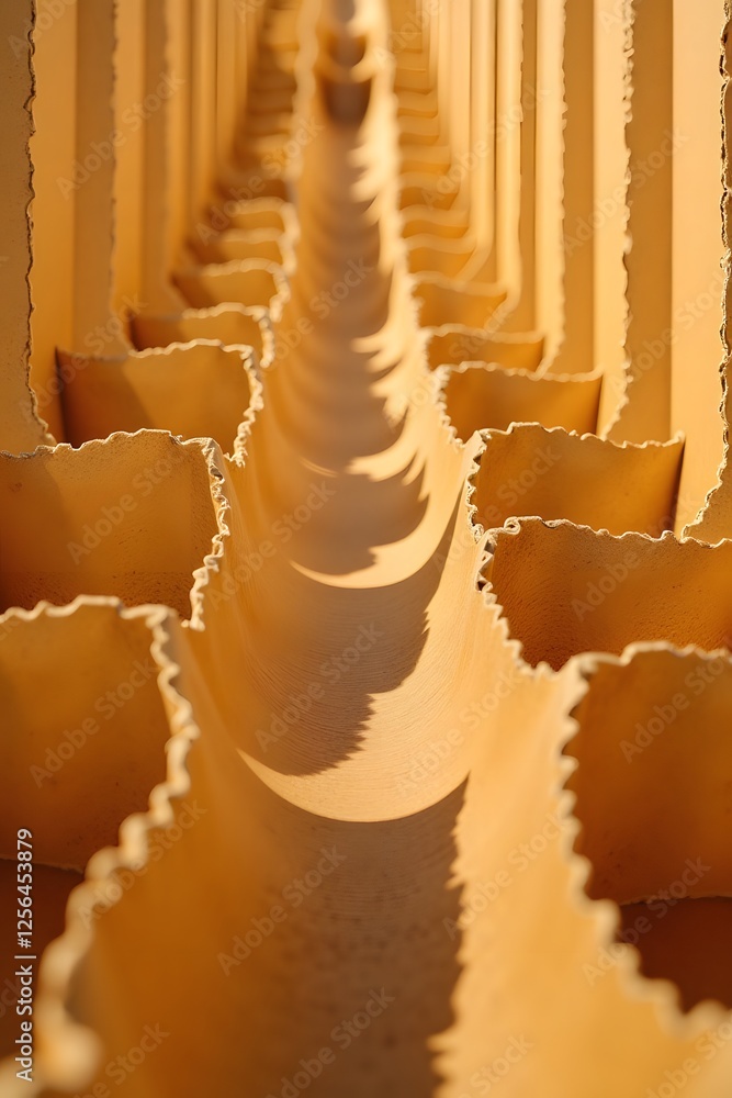 Poster abstract view of repetitive symmetrical sand-colored architectural pattern
