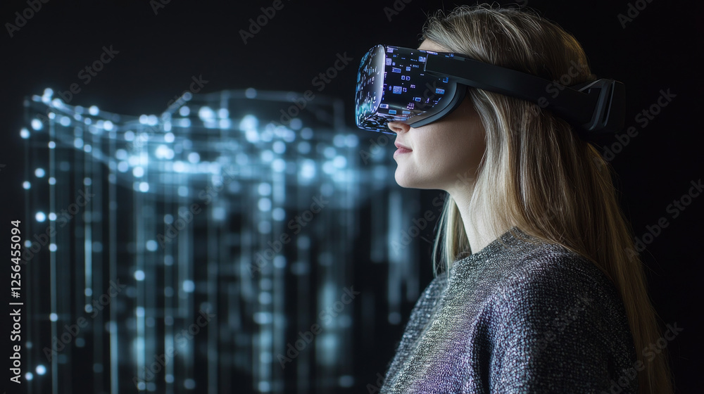 Poster hologram data visualization. data visualization of polygons, triangles of points and lines. data vis