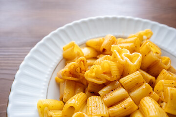 heart shaped pasta on a white background