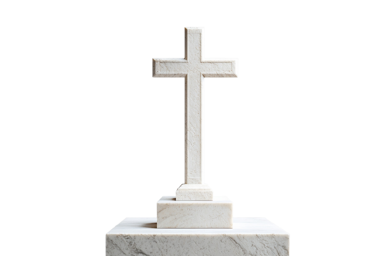 White cross is on a pedestal