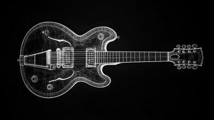 Fototapeta na wymiar Guitar of the particles. The guitar is composed of small circles and dots. Vector illustration