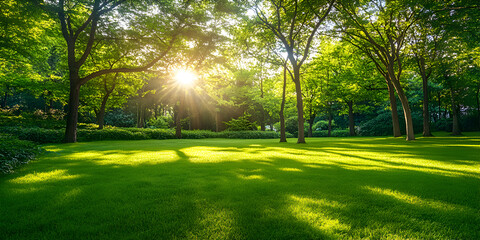 Forest Glade with Soft Sunlight and a Serene Atmosphere