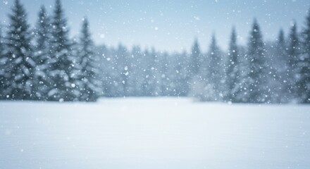 A serene winter landscape with fresh, untouched snow covering the ground