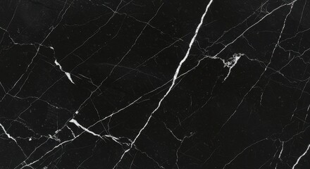 A luxurious black marble surface with prominent white veining