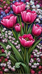 Fototapeta premium A magnificent bouquet of pink tulips